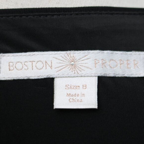 Boston Proper Black V-Neck Twist Waist Long Sleeve Knit Sheath Dress Sz 8 - Picture 6 of 7